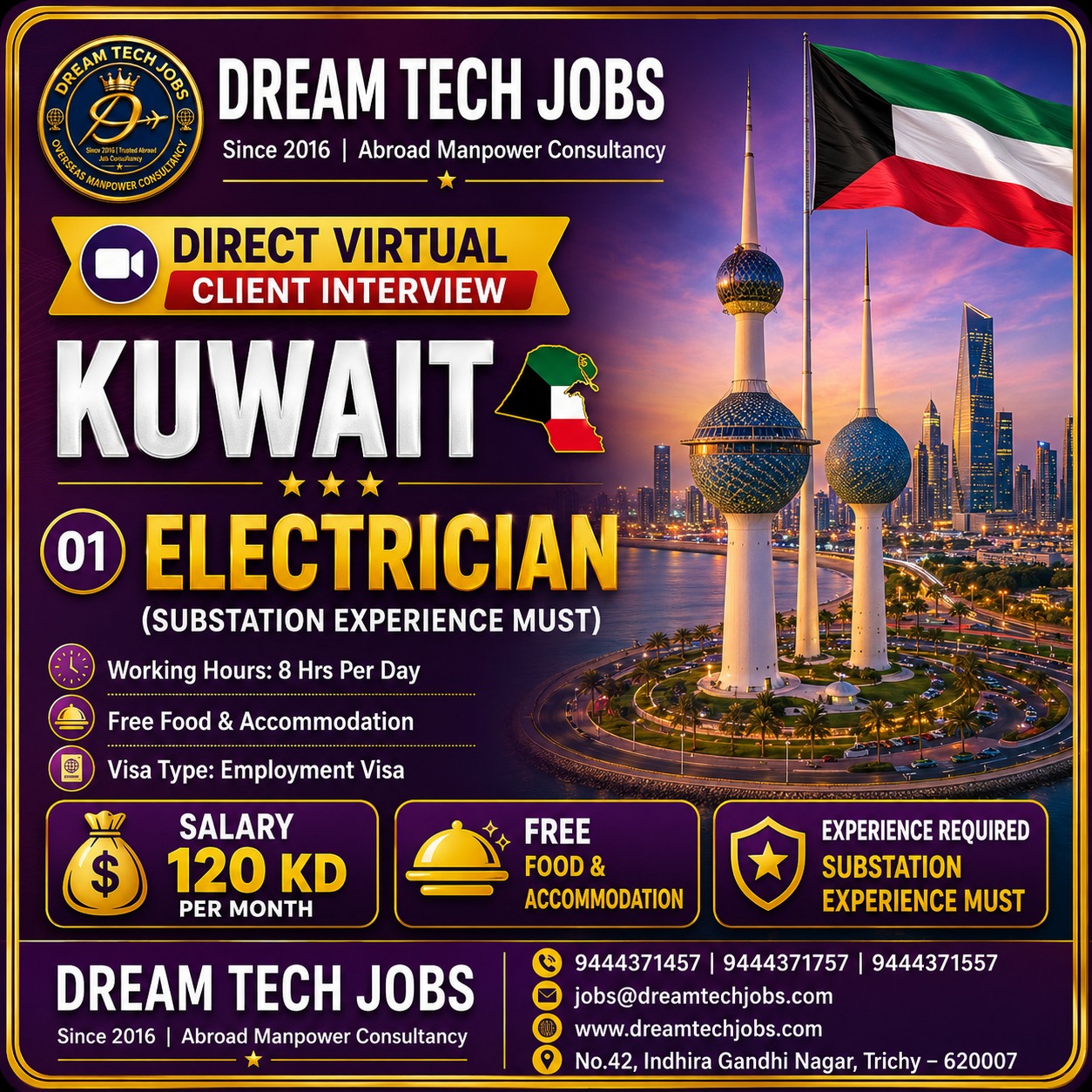 Substation Electrician required in Kuwait 🇰🇼