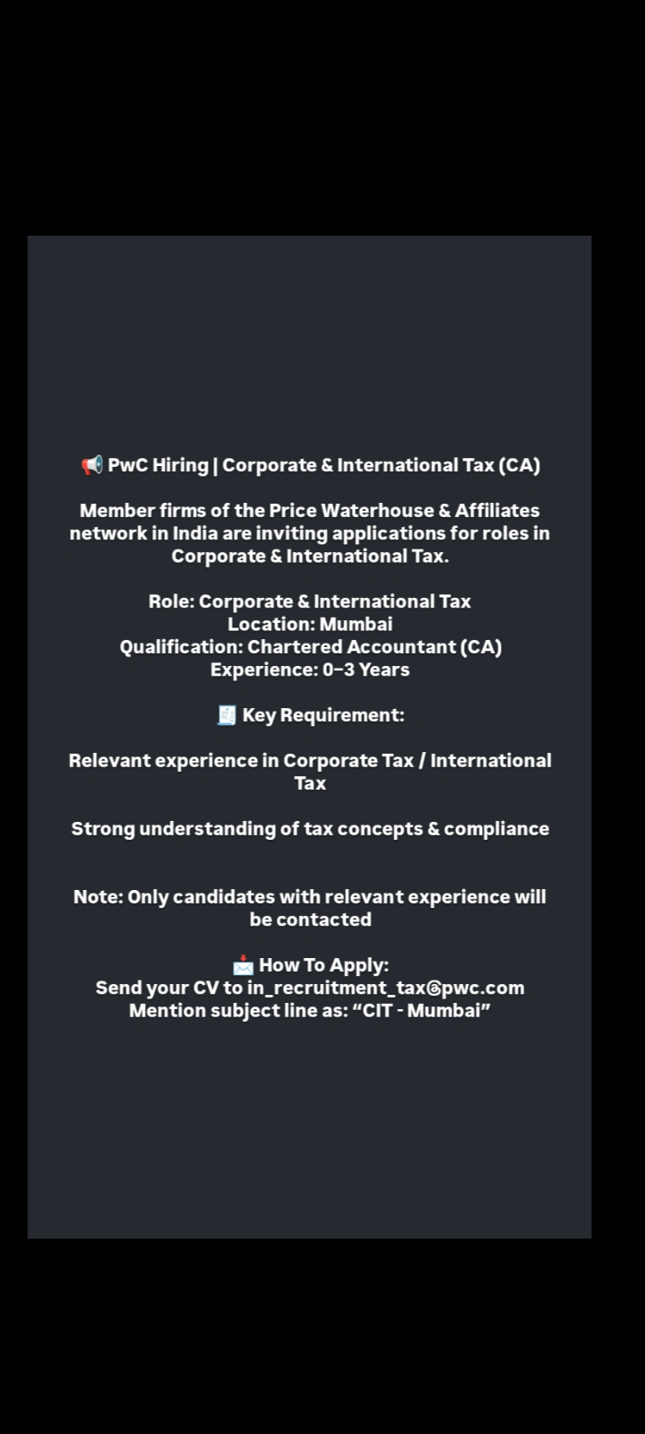 tax associate required in mumbai