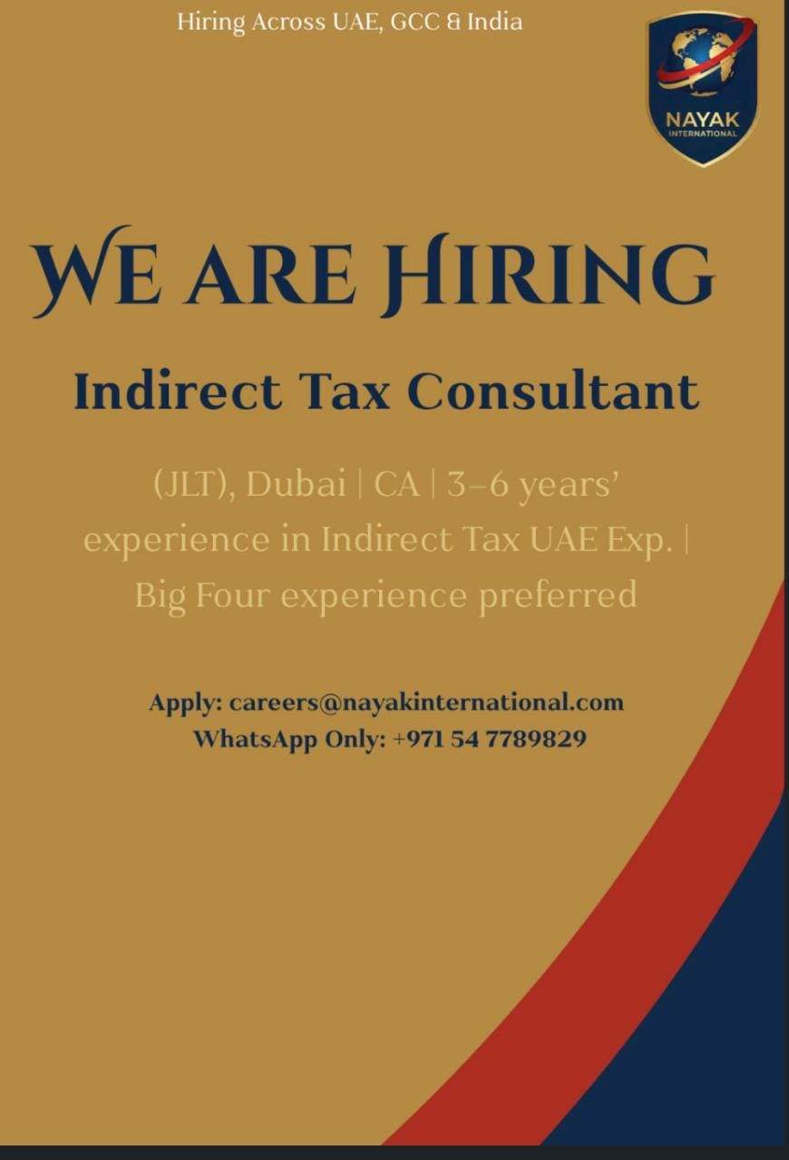 Tax Consultant  required in Dubai