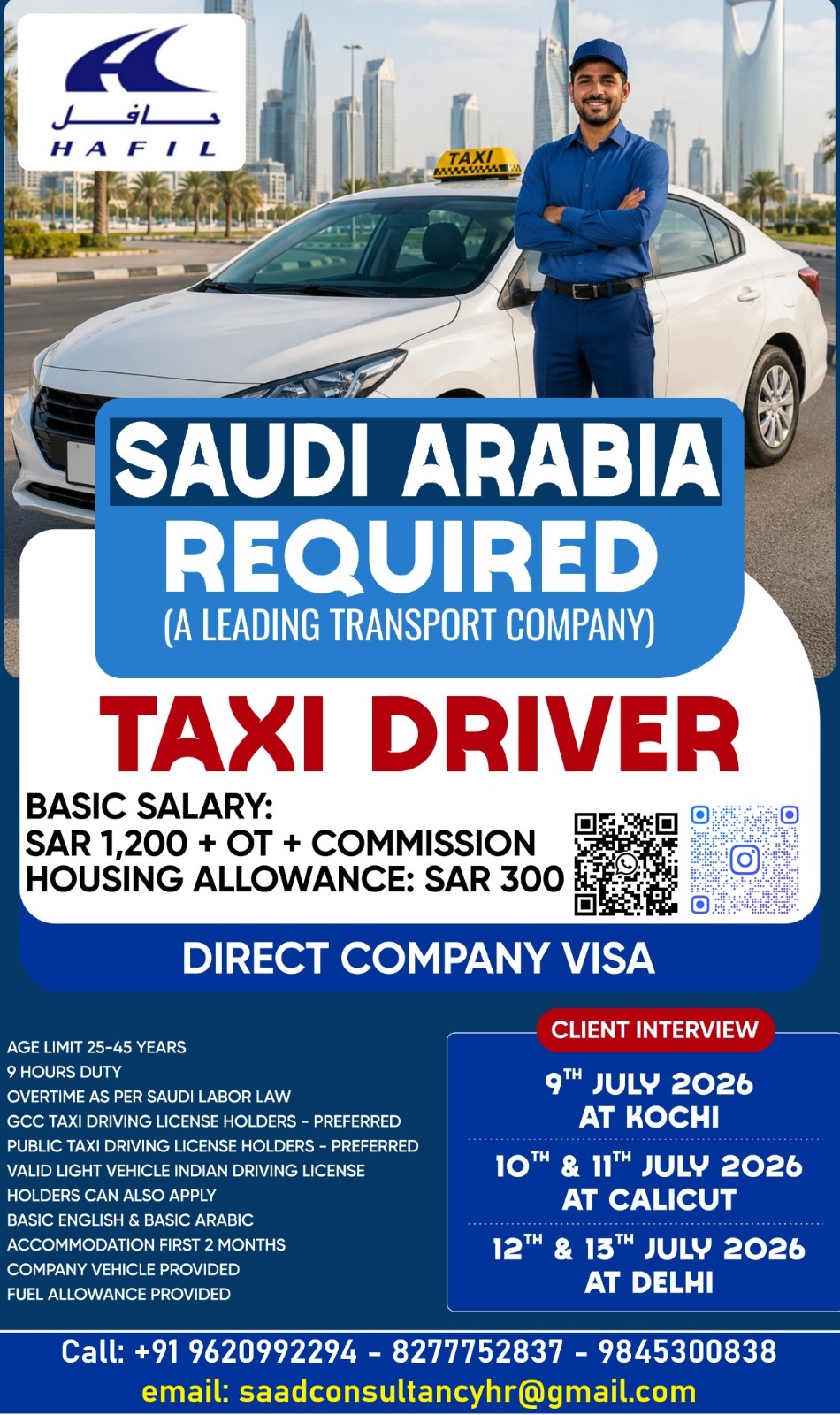 Taxi Driver required in KSA