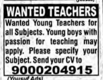 teacher required in Hyderabad