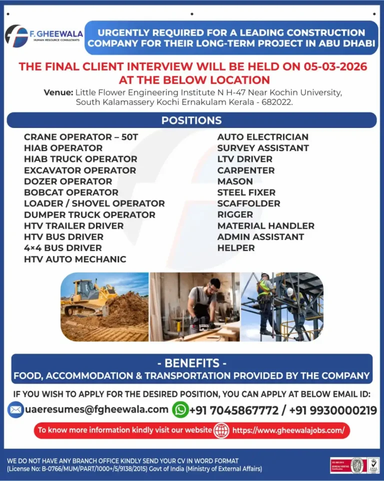 Technical & Construction Roles – Abu Dhabi
