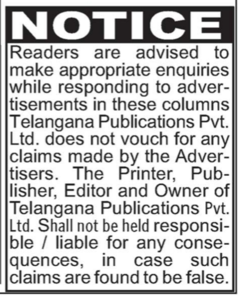 Telangana Publications Statutory Disclaimer