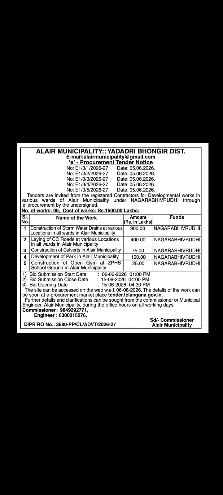 tender notice