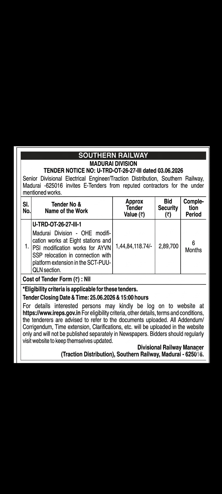 tender notice