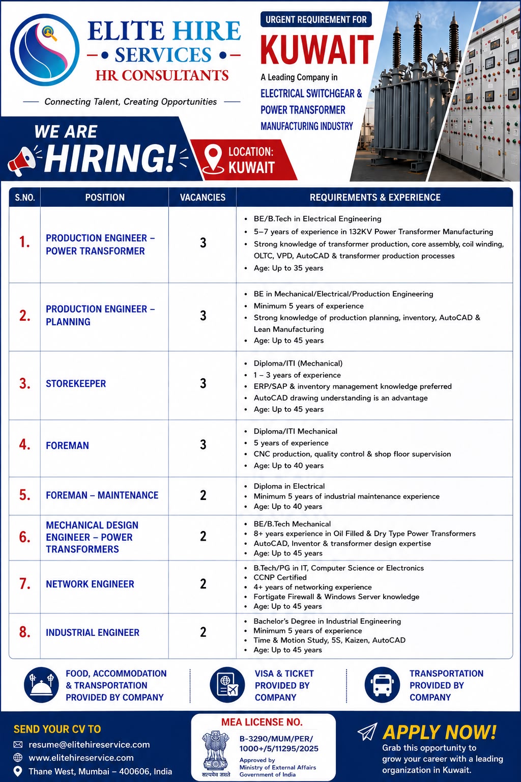 Transformer & Switchgear Manufacturing required in Kuwait 🇰🇼