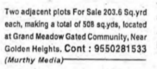 Two Adjacent Plots for sale  – Golden Heights