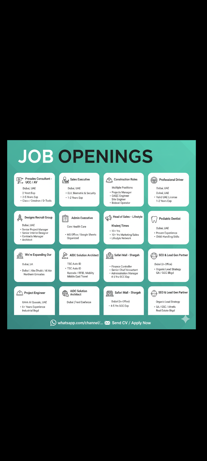 UAE Job Opening - Designs Recruit Group