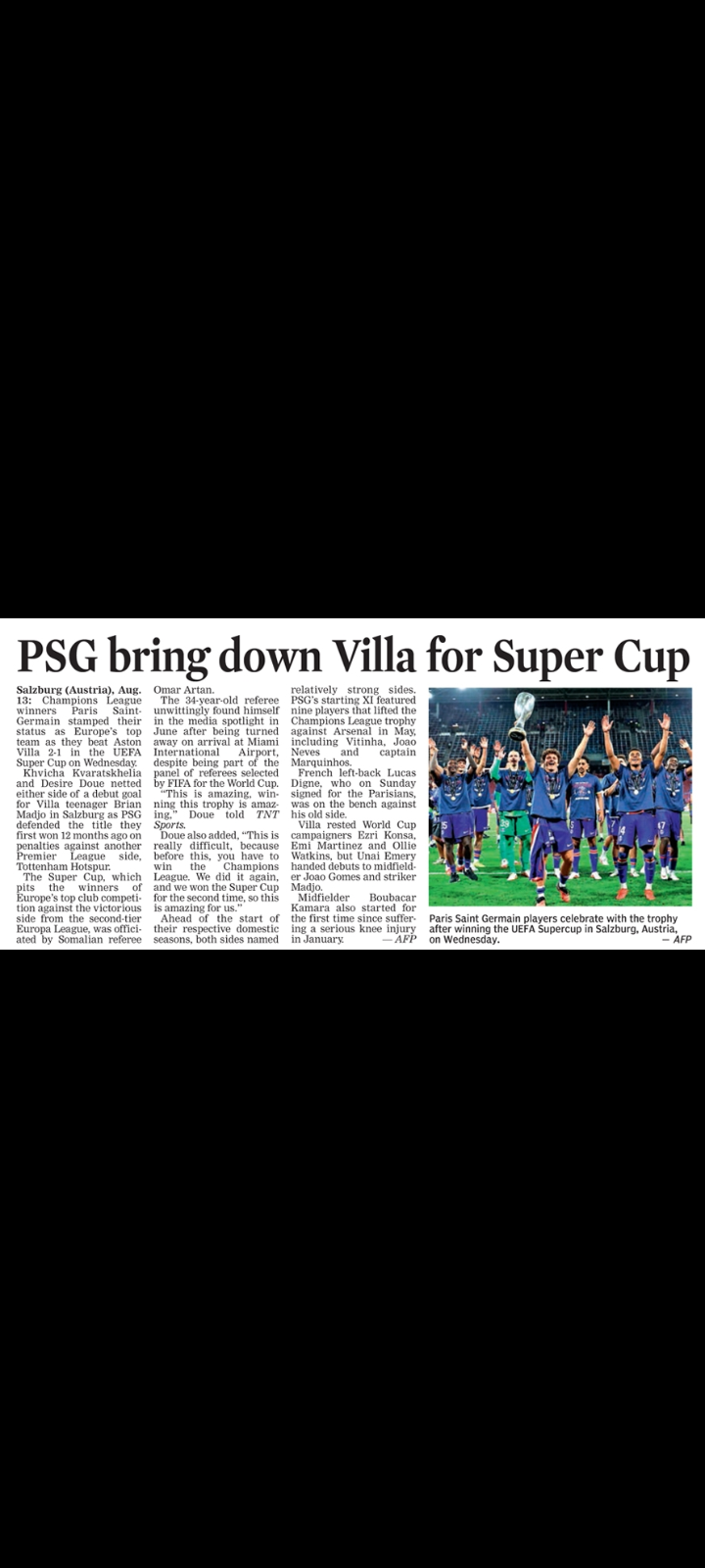 UEFA Super Cup – PSG vs Aston Villa
