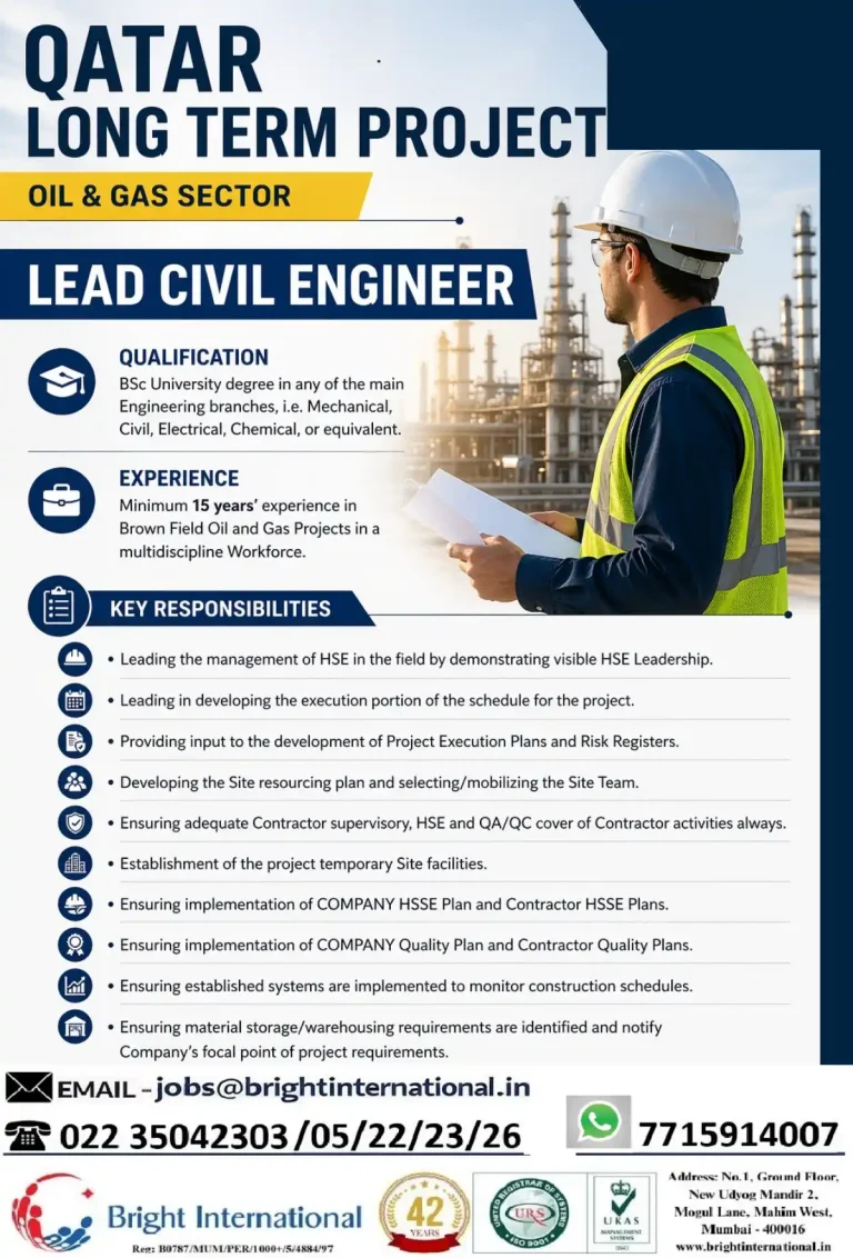 urgent required civil engineer in Qatar