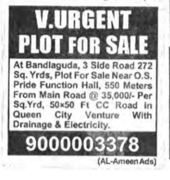 V. Urgent Plot for Sale
