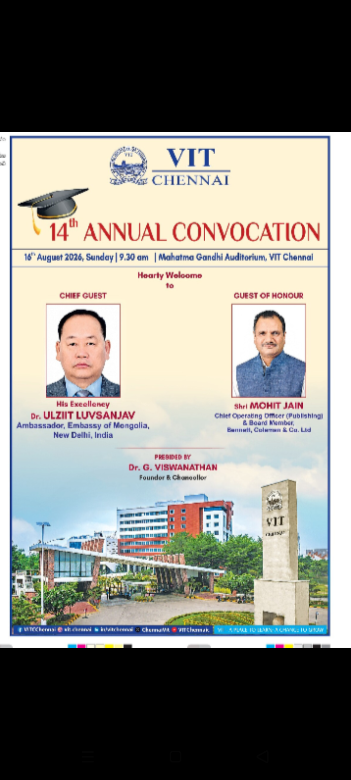 VIT Chennai – 14th Annual Convocation
