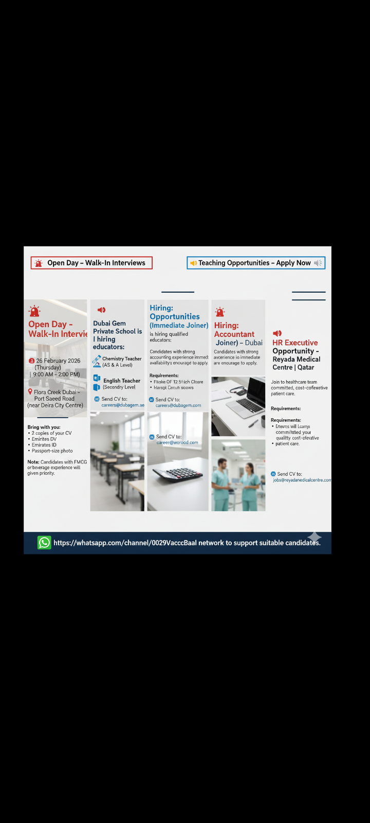 📢 Walk-In Interviews (Teaching Jobs)– Dubai