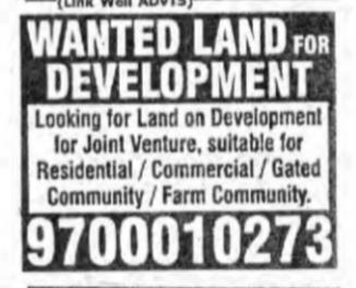 Wanted Land for Development
