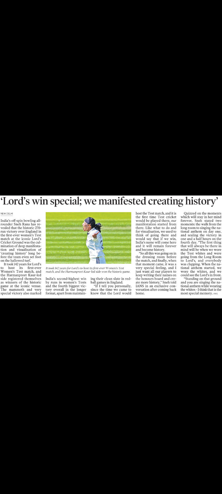Women test match special Win