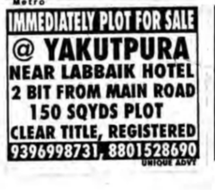 Yakutpura Registered Plot for sale