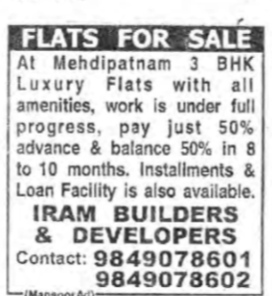 3 BHK Luxury Flats For Sale in Mehdipatnam