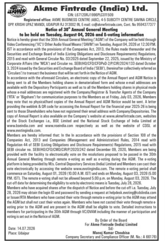 30th ANNUAL GENERAL MEETING