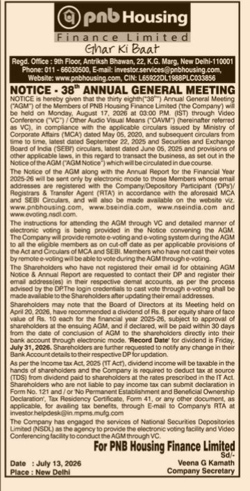 38TH ANNUAL GENERAL MEETING