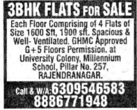 3BHK FLAT FOR SALE