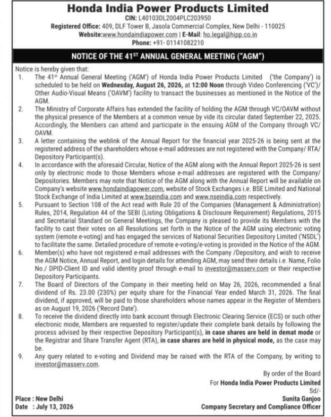 41st Annual General meeting OF HONDA