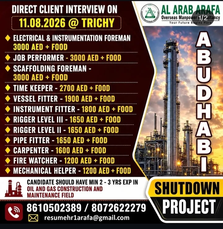 Abu Dhabi Shutdown Project: Direct Client Interview (Trichy)