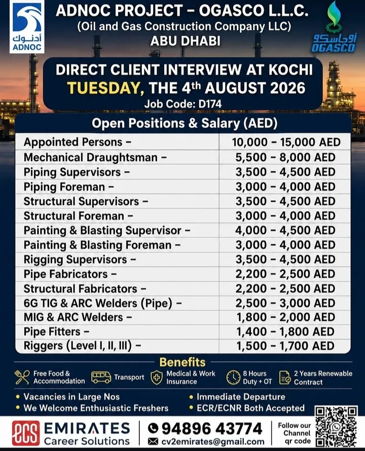 ADNOC Project – OGASCO Recruitment Interview (Kochi, August 2026)