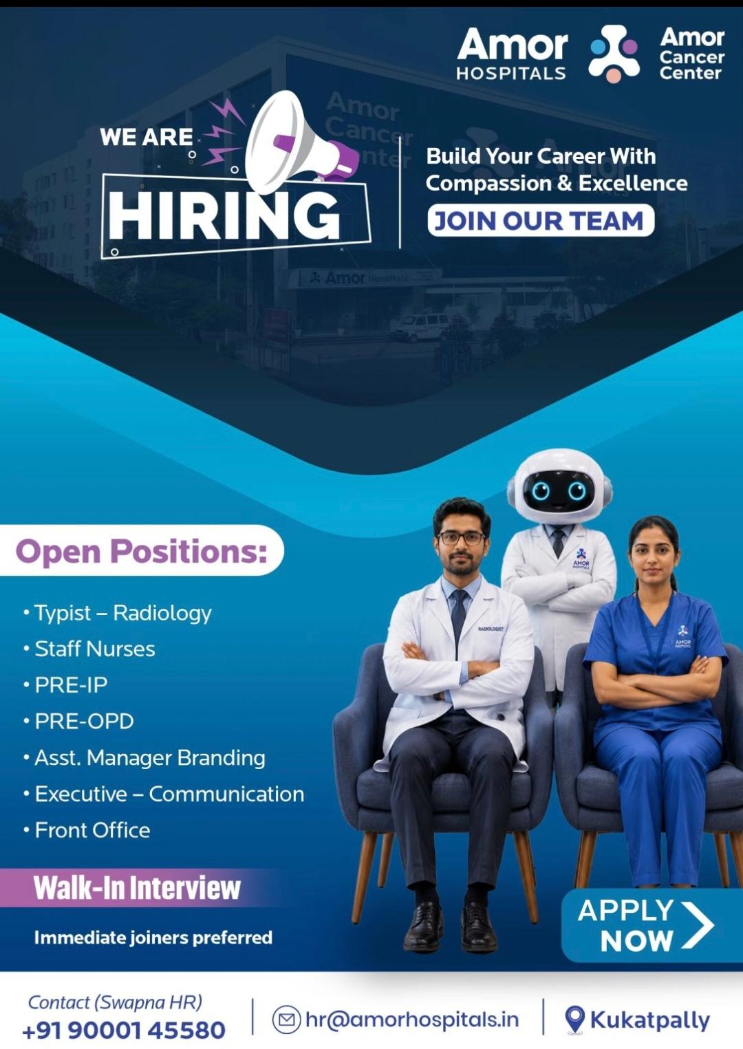 AMOR HOSPITAL IS HIRING