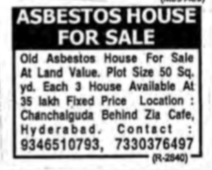 ASBESTOS HOUSE FOR SALE