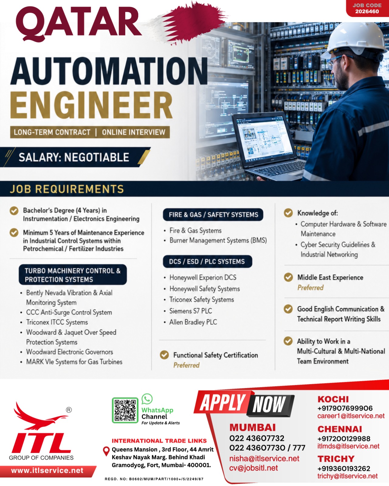 Automation Engineer Job Opening – Qatar (Long-Term Contract)