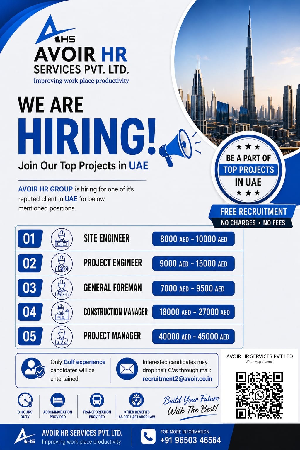 AVOIR HR UAE Construction Recruitment Flyer
