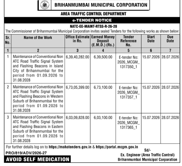 BMC e-Tender Notice: Traffic Signal Maintenance (2026)