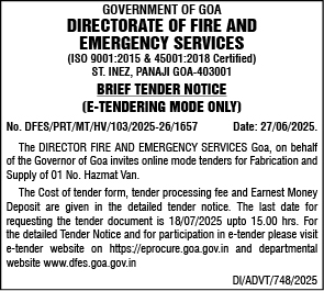 Brief Tender Notice for Hazmat Van - Government of Goa
