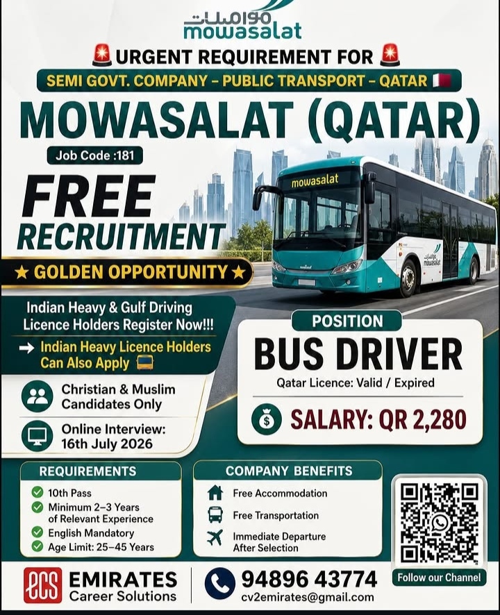 Bus Driver Jobs in Qatar – Mowasalat Free Recruitment