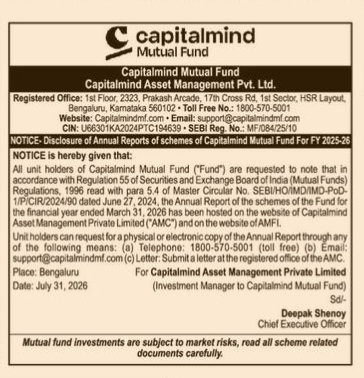 Capitalmind Mutual Fund Public Notice