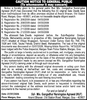 CAUTION NOTICE TO GENERAL PUBLIC