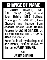 CHANGE OF NAME - JASIM SHAIKH