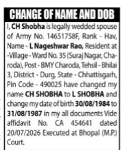 change of name notice L SHOBHA