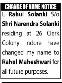 Change of Name Notice published in a newspaper.