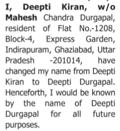 Change of Name Notice
