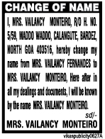 CHANGE OF NAME NOTICE