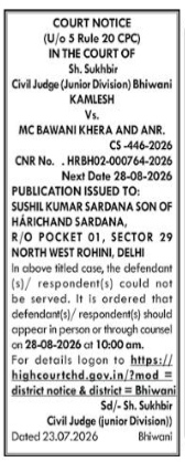 Court Notice: Kamlesh Vs. MC Bawani Khera and Anr.