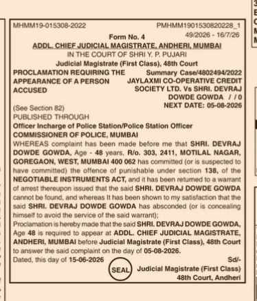Court Proclamation Notice for Absconding Accused (Section 82 CrPC)