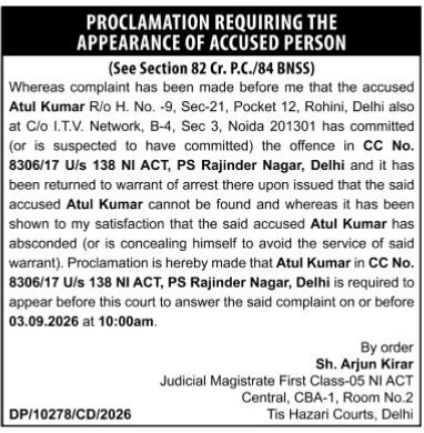 Court Proclamation Under Section 82 Cr.P.C. / 84 BNSS