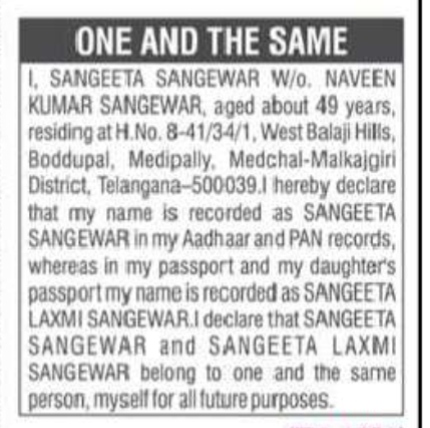 DECLARATION Of their names