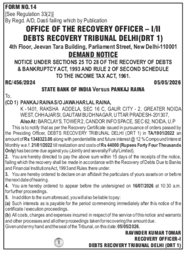 DEMAND NOTICE -OFFICE OF THE RECOVERY OFFICER