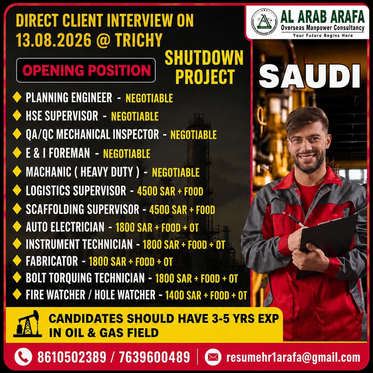 Direct Client Interview for Oil & Gas Shutdown Project (Saudi Arabia)