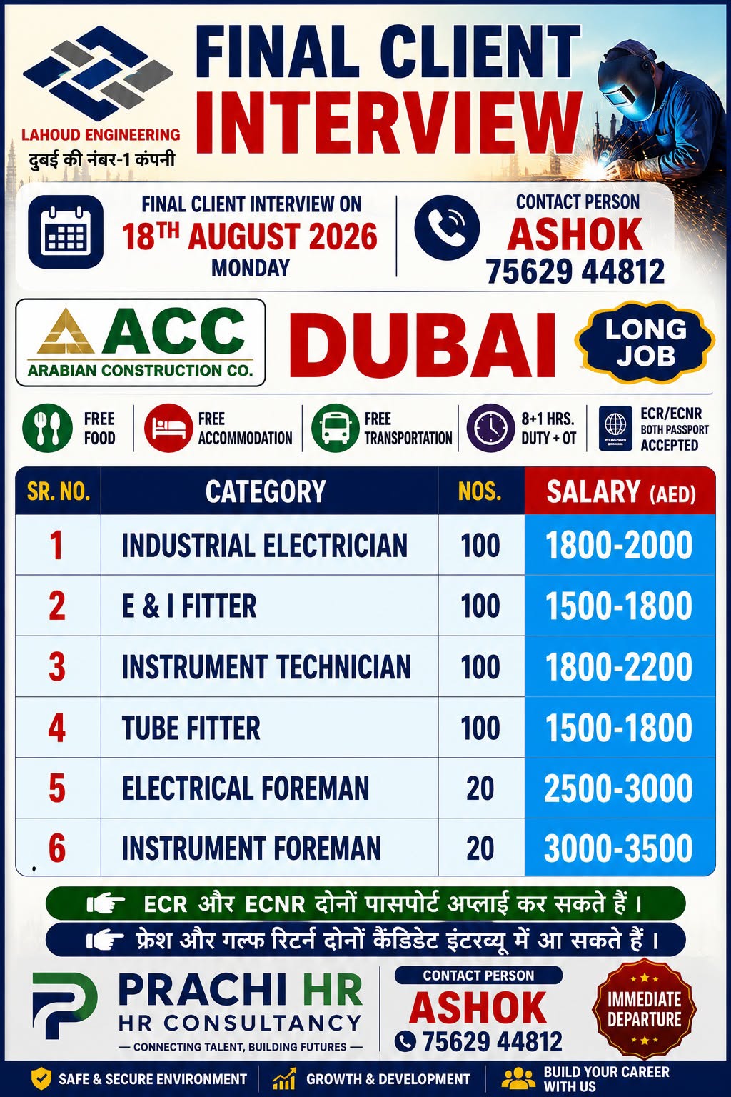 Dubai Job Recruitment Flyer: Arabian Construction Co.