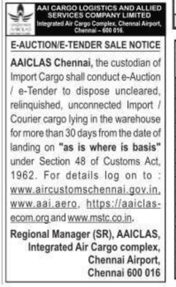 E-auction notice of sale