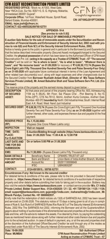 E-Auction Sale Notice for Immovable Property